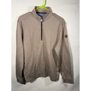 JOHNNIE O Mens Top Shelf Quarter Zip Pullover Sweater M Heathered Brown Golf